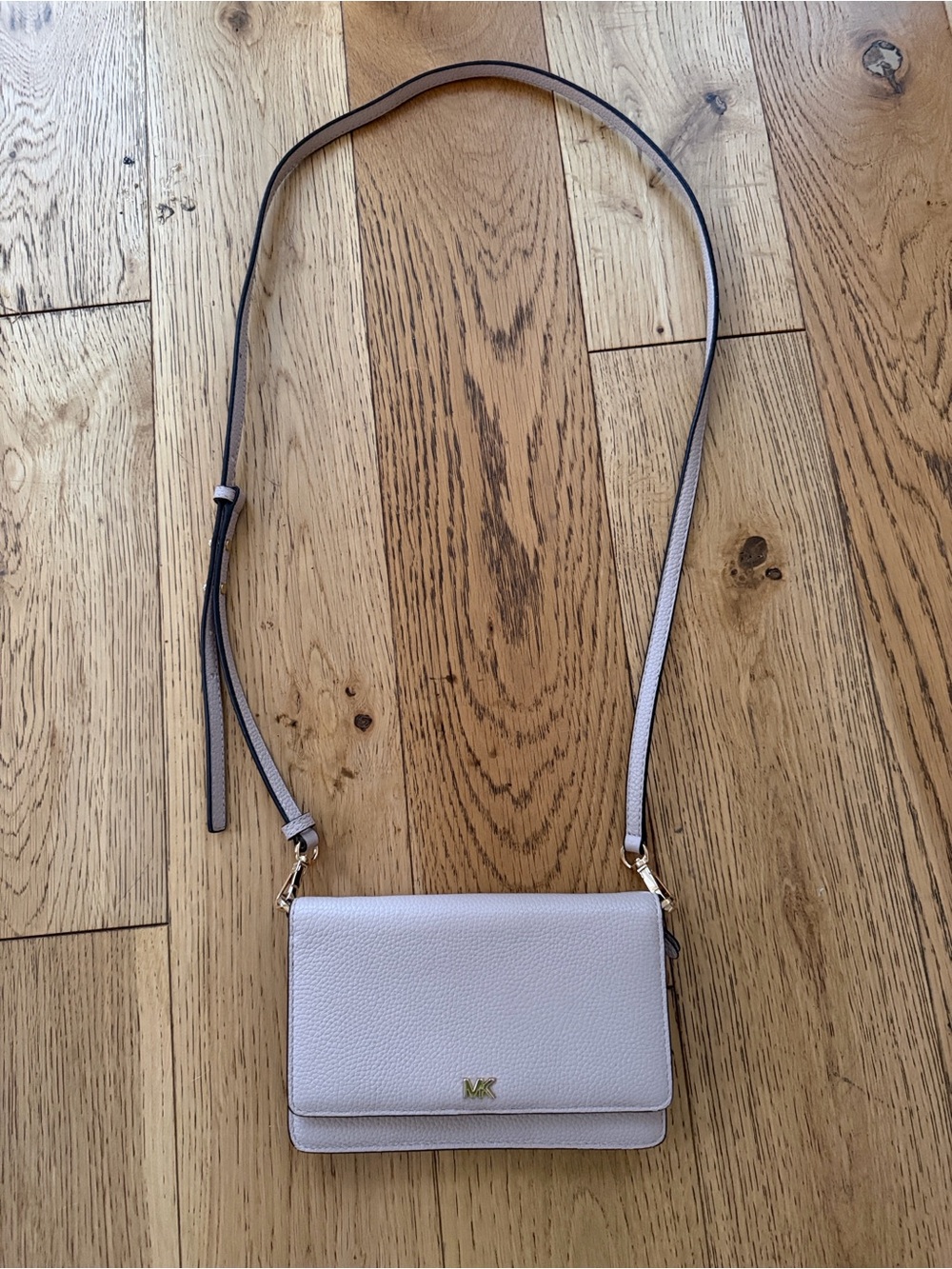 Michael Kors Pebbled Leather Crossbody in Pale Pink with Gold Hardware